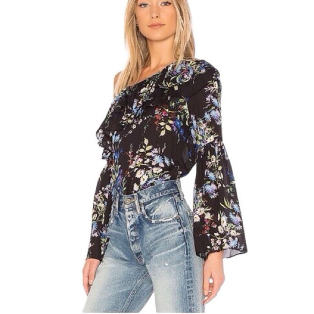 Parker Floral Silk One Shoulder Silk Lima Blouse X REVOLVE Size Small